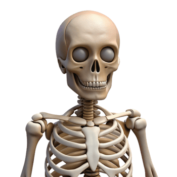 stunning creative Human Skeleton Front View Isolated detailed png
