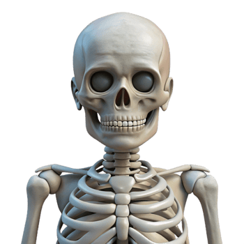 elegant classic Human Skeleton Front View Isolated professional png