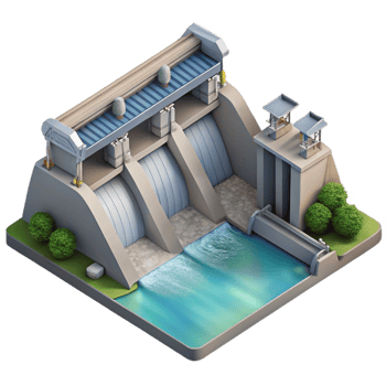 serene rustic Hydroelectric Dam Aerial View Grey Isolated high resolution png