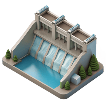 serene creative Hydroelectric Dam Aerial View Grey Isolated exclusive png