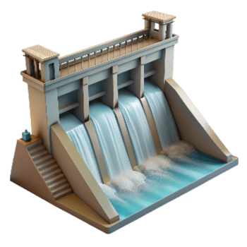 elegant minimalist Hydroelectric Dam Water Flowing Cutout original png
