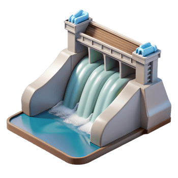 elegant minimalist Hydroelectric Dam Water Flowing Cutout high resolution png