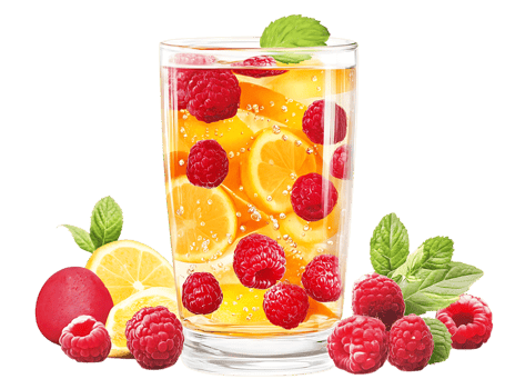 Refreshing raspberry lemon drink in glass png
