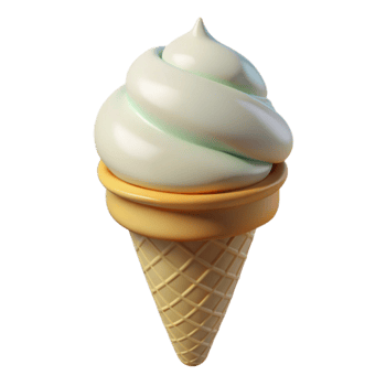 beautiful creative Ice Cream Cone Vanilla Transparent Background premium png
