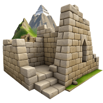 beautiful rustic Inca Ruins Stone Walls Mountain View Cutout detailed png