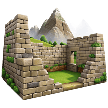 elegant traditional Inca Ruins Stone Walls Mountain View Cutout genuine png