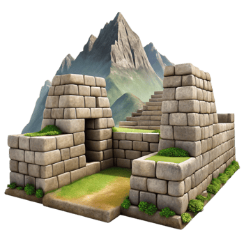 vibrant modern Inca Ruins Stone Walls Mountain View Cutout authentic png