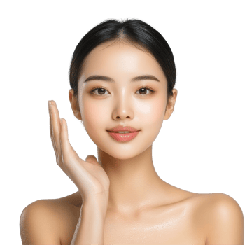 Beautiful young Asian woman poses elegantly in a studio with glowing skin and a natural expression, Studio shot Beautiful young Asian woman with clean fresh png
