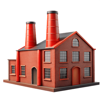 extraordinary rustic Industrial Factory Building Red Brick Transparent Background exclusive png
