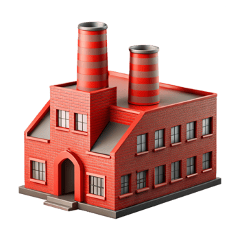 impressive creative Industrial Factory Building Red Brick Transparent Background high resolution png