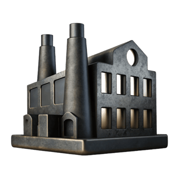 vibrant contemporary Industrial Factory Silhouette Cutout Black Background 4K png