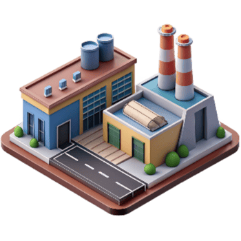 beautiful contemporary Industrial Park Buildings and Roads Transparent Background professional png