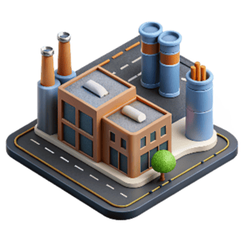 impressive minimalist Industrial Park Buildings and Roads Transparent Background original png