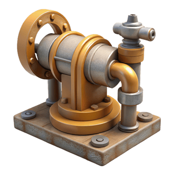 extraordinary minimalist Industrial Pump Side View Isolated Element original png