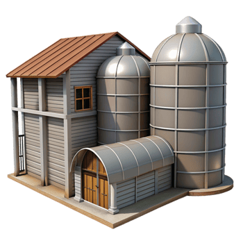 elegant traditional Industrial Silo Farm Building Transparent detailed png
