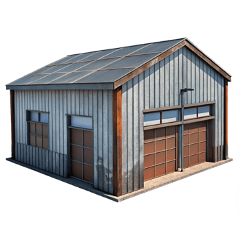 beautiful classic Industrial Warehouse Building Metal Siding Transparent authentic png