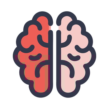 Brain Icon with Two Hemispheres Showing Intelligence vector