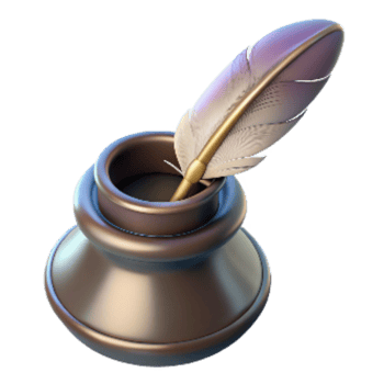 wonderful modern Inkwell with Quill Pen Isolated genuine png