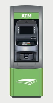 detailed grey ATM for cash withdrawal and financial transactions isolated vector
