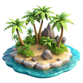 wonderful artistic Island Paradise Tropical Vegetation Transparent Background premium png
