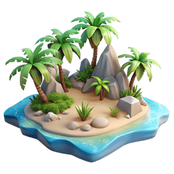 vibrant minimalist Island Paradise Tropical Vegetation Transparent Background genuine png