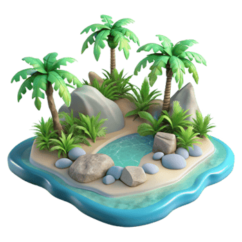 wonderful rustic Island Paradise Tropical Vegetation Transparent Background high quality png