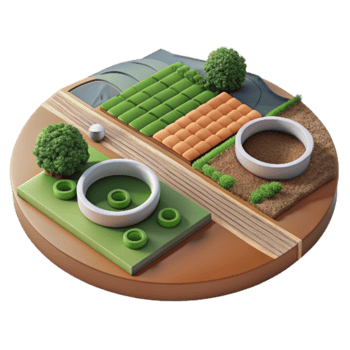 vibrant artistic Isolated Agricultural Fields with Irrigation Circles Aerial View high resolution png