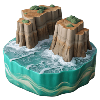 impressive modern Isolated Coastal Cliffs and Ocean Waves Cutout professional png