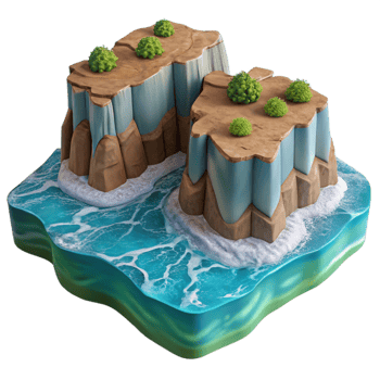 vibrant modern Isolated Coastal Cliffs and Ocean Waves Cutout genuine png