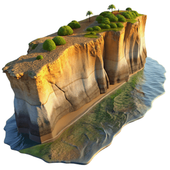 serene classic Isolated Coastal Cliffside at Golden Hour authentic png