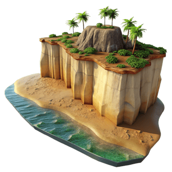 vibrant modern Isolated Coastal Cliffside at Golden Hour genuine png