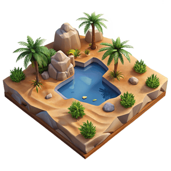 dramatic traditional Isolated Desert Oasis Aerial Perspective Transparent Background premium png