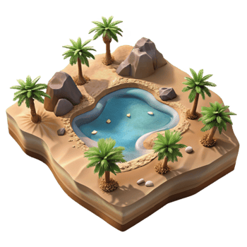 serene artistic Isolated Desert Oasis Aerial Perspective Transparent Background genuine png