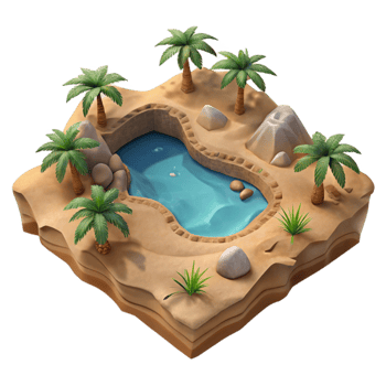 magnificent modern Isolated Desert Oasis Aerial Perspective Transparent Background exclusive png