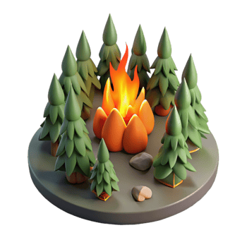vibrant traditional Isolated Forest Fire Seen From Above Transparent Background professional png