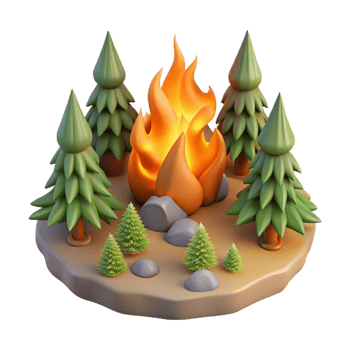 wonderful abstract Isolated Forest Fire Seen From Above Transparent Background detailed png