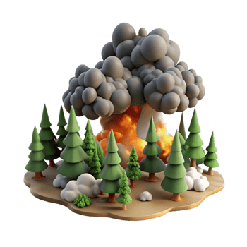elegant minimalist Isolated Forest Fire with Smoke Plumes Cutout detailed png