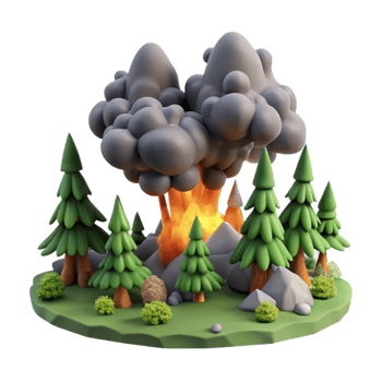 vibrant vintage Isolated Forest Fire with Smoke Plumes Cutout high quality png