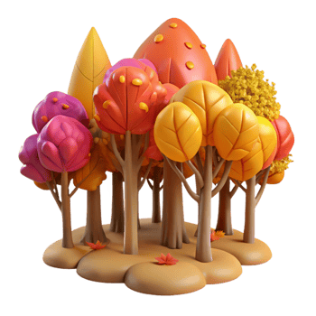 dramatic creative Isolated Forest with Colorful Autumn Leaves Transparent Background high quality png