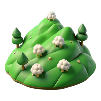 serene creative Isolated Green Hillside with Sheep Aerial Shot original png