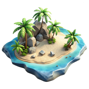vibrant classic Isolated Island with Beach Aerial Shot Cutout original png