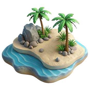 dramatic artistic Isolated Island with Beach Aerial Shot Cutout authentic png