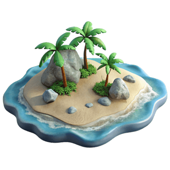 dramatic classic Isolated Island with Beach Aerial Shot Cutout authentic png