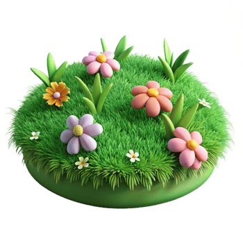 serene minimalist Isolated Lush Green Meadow with Flowers Transparent Background original png
