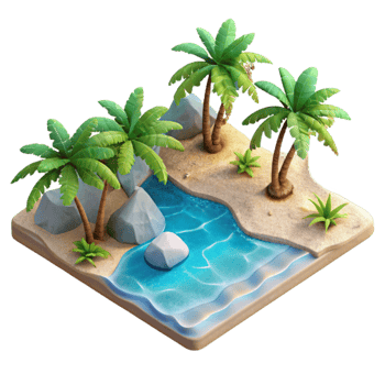 serene modern Isolated Tropical Beach with Clear Water Transparent Background high resolution png