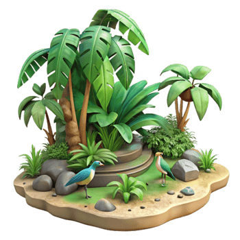magnificent rustic Isolated Tropical Jungle with Waterfall Transparent Background premium png
