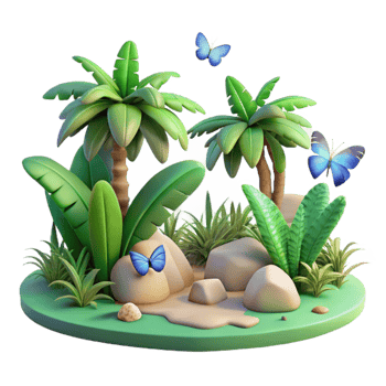 impressive abstract Isolated Tropical Jungle with Waterfall Transparent Background authentic png