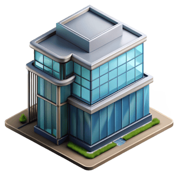 vibrant minimalist Isometric Building Modern Glass and Steel Cutout exclusive png