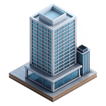serene classic Isometric Building Modern Skyscraper Transparent Background exclusive png