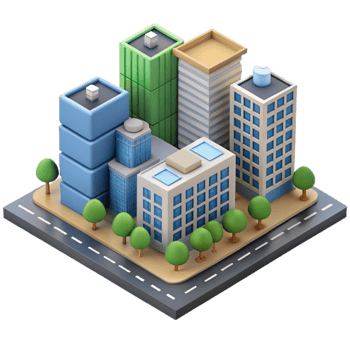 stunning minimalist Isometric City Block Buildings and Roads Isolated authentic png